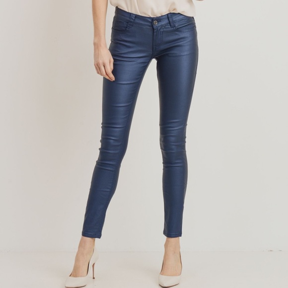 NWT! 🔥 Sarina Blue Coated Skinny Denim Pants - Picture 2 of 8